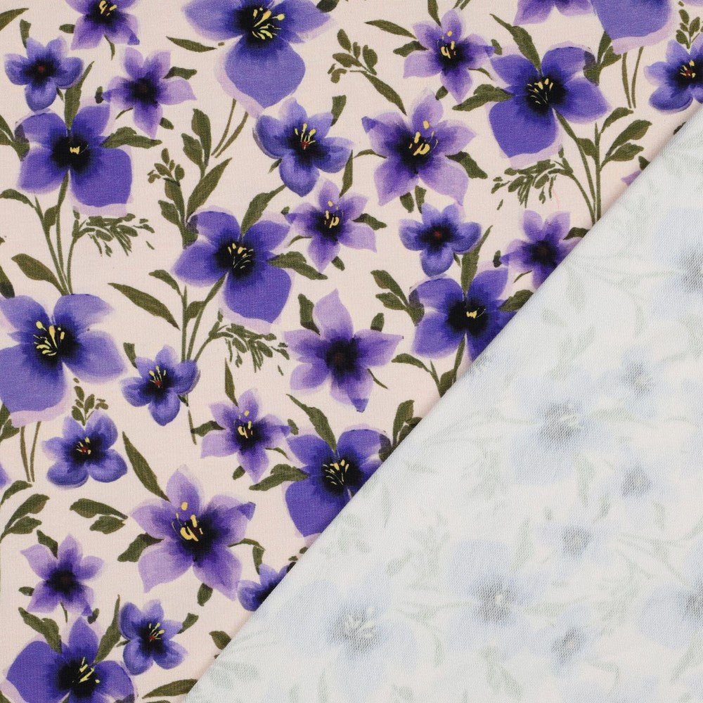 Cotton jersey - violet flower dream 190 g/m²