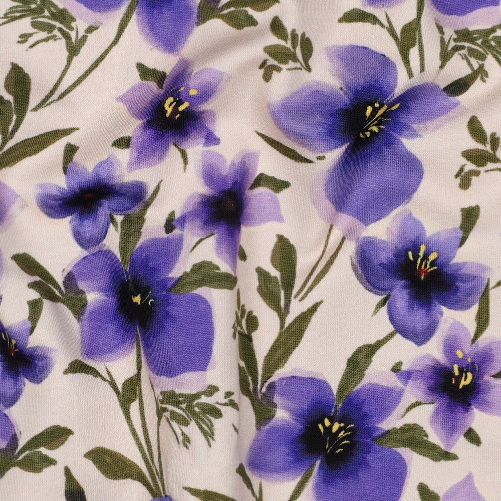 Cotton knit - violet floral dream 190 g/m²