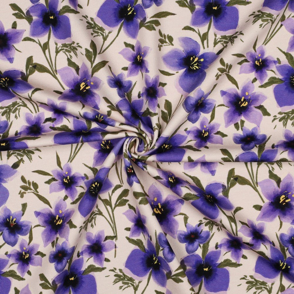 Cotton jersey - purple floral dream 190 g/m²