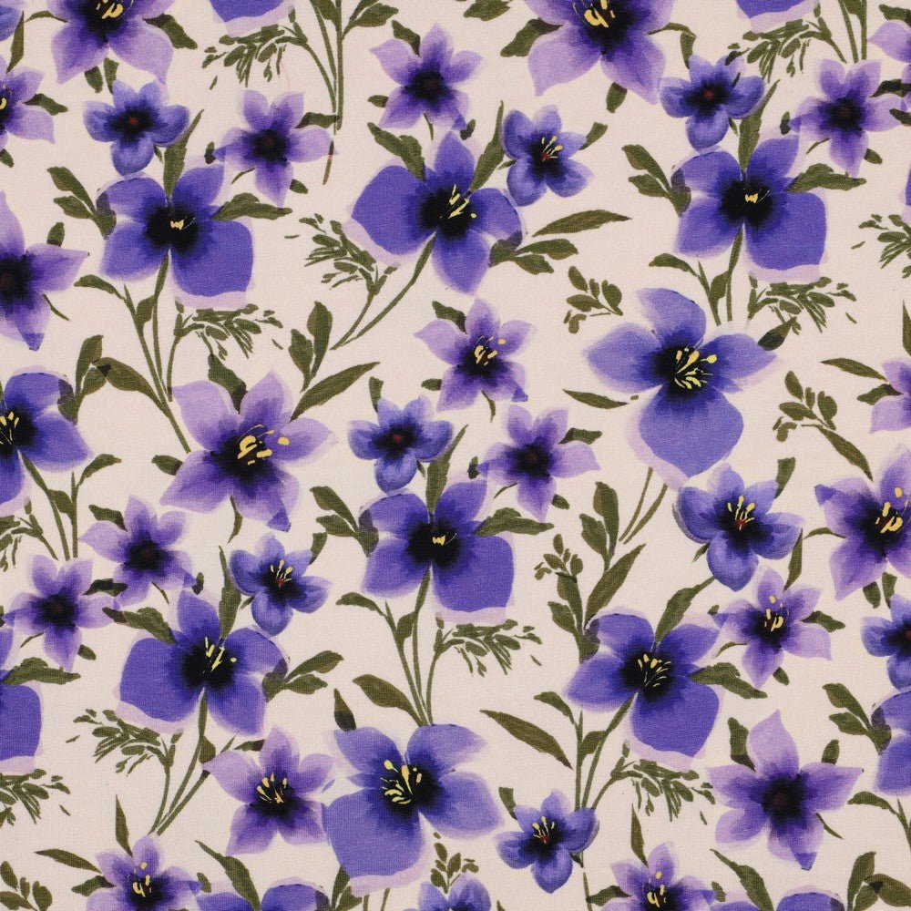 Cotton knit fabric - purple floral dream 190 g/m²