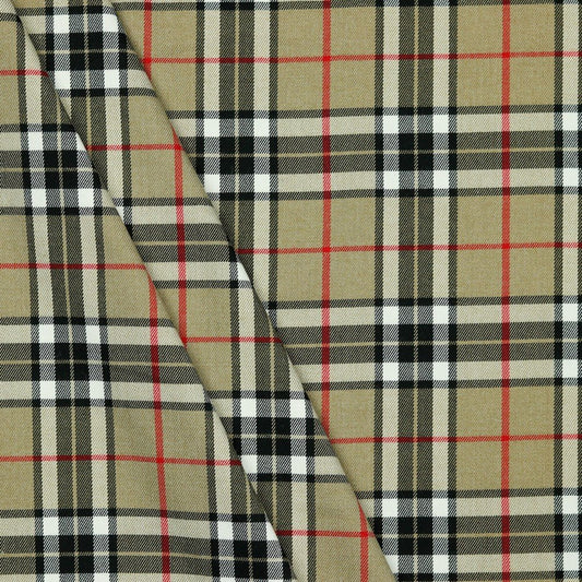 Suiting fabric - beige checked 230 g/m²