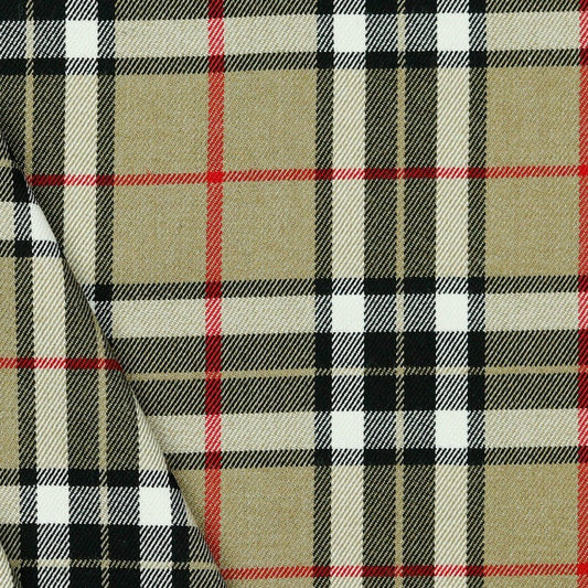 Suiting fabric - beige checked 230 g/m²