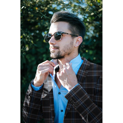 Suit fabric-grey checked 230 g/m²