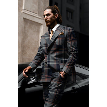 Grey checked suit fabric 230 g/m²