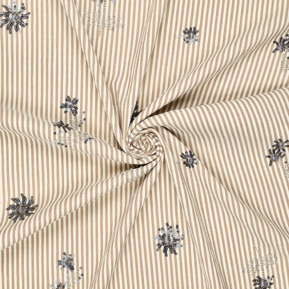 alt
Image of a shirt fabric with elastane - beige striped with embroidered beads 135 g/m² – available at Charlotes fabrics