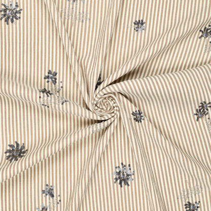 alt
Image of a shirt fabric with elastane - beige striped with embroidered beads 135 g/m² – available at Charlotes fabrics