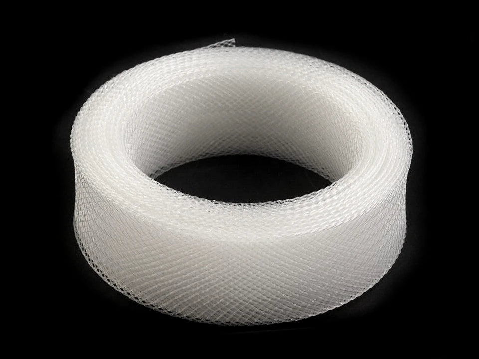 Ruban de crinoline | 2,5 cm | 40 m | rigide, transparent