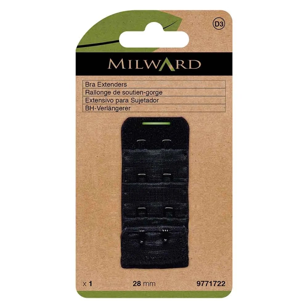 Rallonge de tour de soutien-gorge Milward 28 mm, 2 crochets - noir