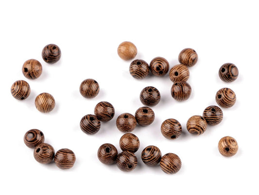 Image avec perles en bois laquées | Ø6 mm 30 pcs| Teinte brun naturel – disponible chez Šarlotes audumi