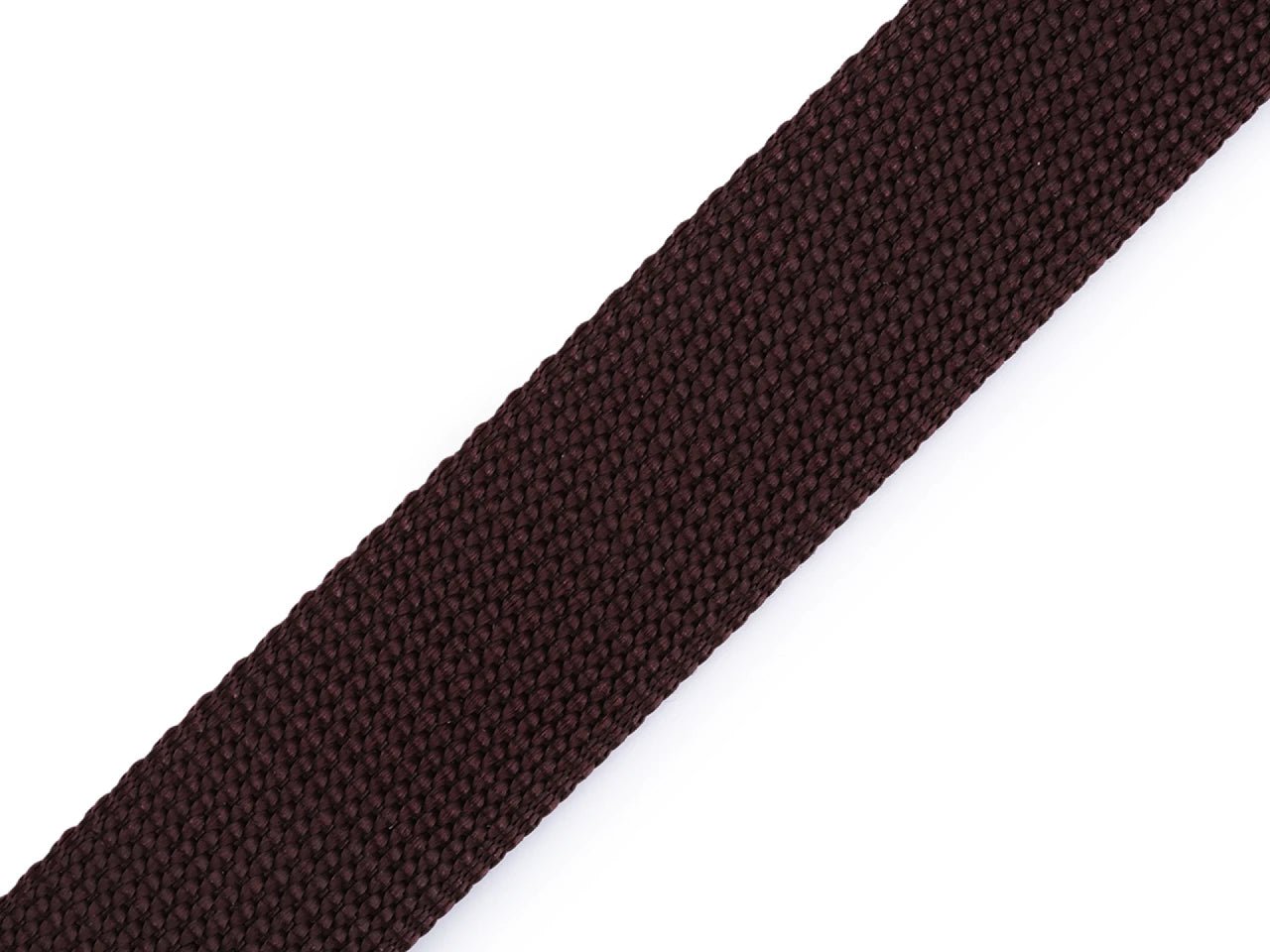 Image with ribbon for bags and straps, 30 mm - dark brown, 2 mm thick – available at Charlotte's Fabrics