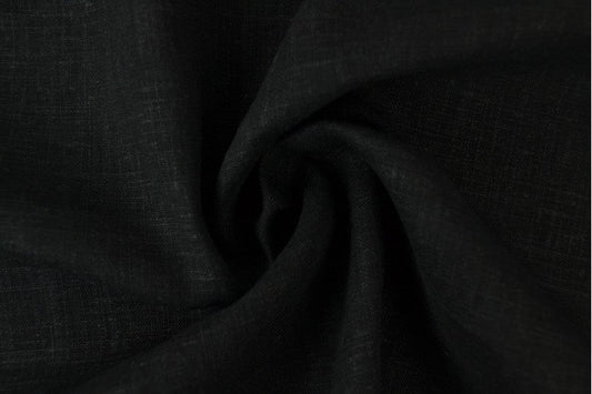 Tissu en lin et viscose - noir 200 g/m²