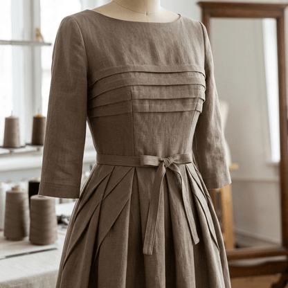 Image du tissu Lina, teinte sable 235 g/m² – disponible chez Šarlotes audumi