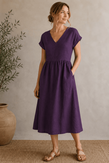 Attēls ar Lina audums-tumši violets 260 g/m² – pieejams internetā Šarlotes audumi