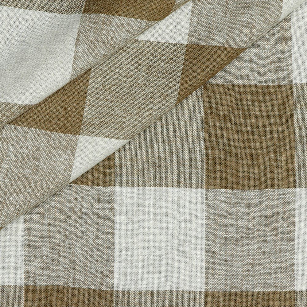Lin avec viscose - à carreaux brun clair 145 g/m²