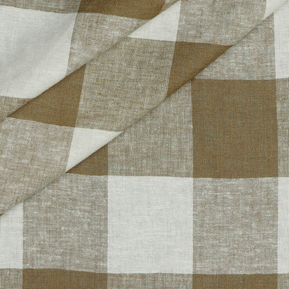 Lin avec viscose - à carreaux brun clair 145 g/m²