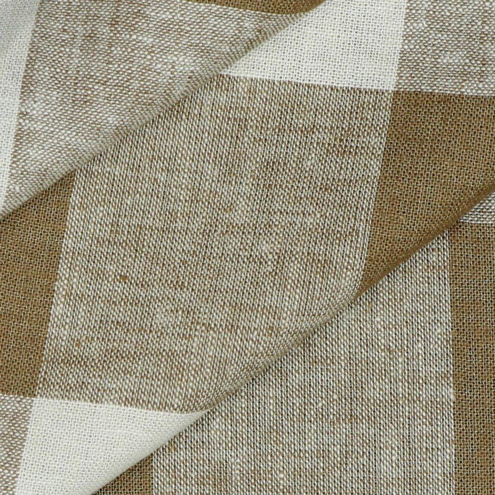 Lin avec viscose - à carreaux marron clair 145 g/m²