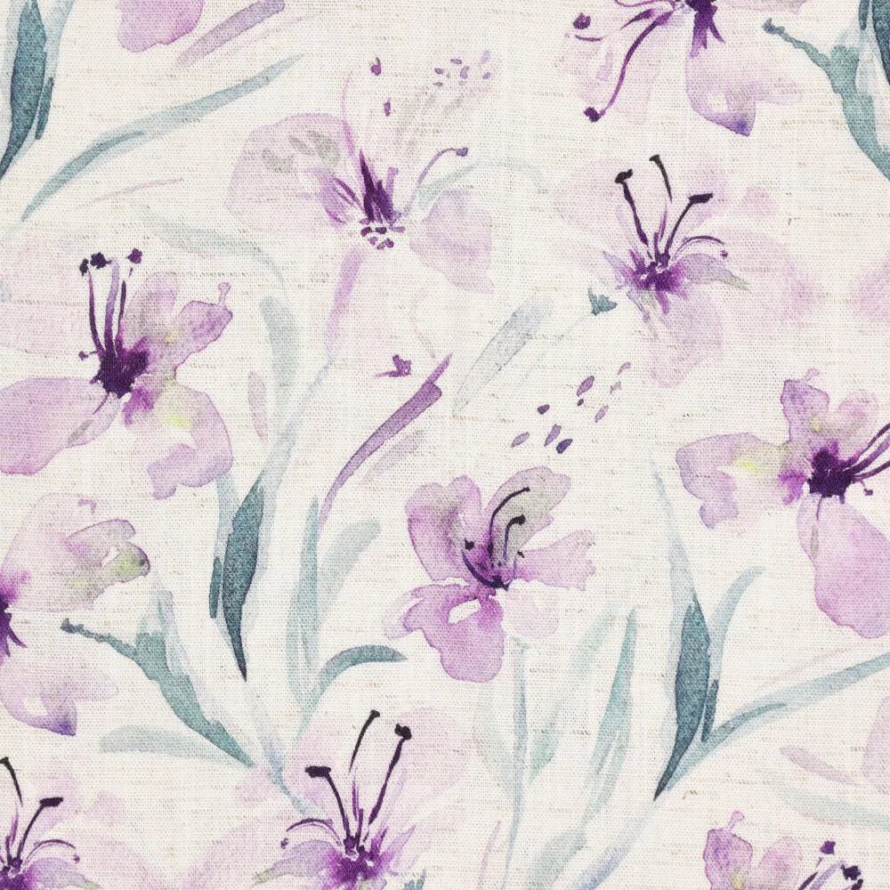 Lin avec viscose - fleurs lilas 200 g/m²