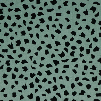 Lin avec viscose - à pois noirs sur fond menthe foncé 180 g/m²