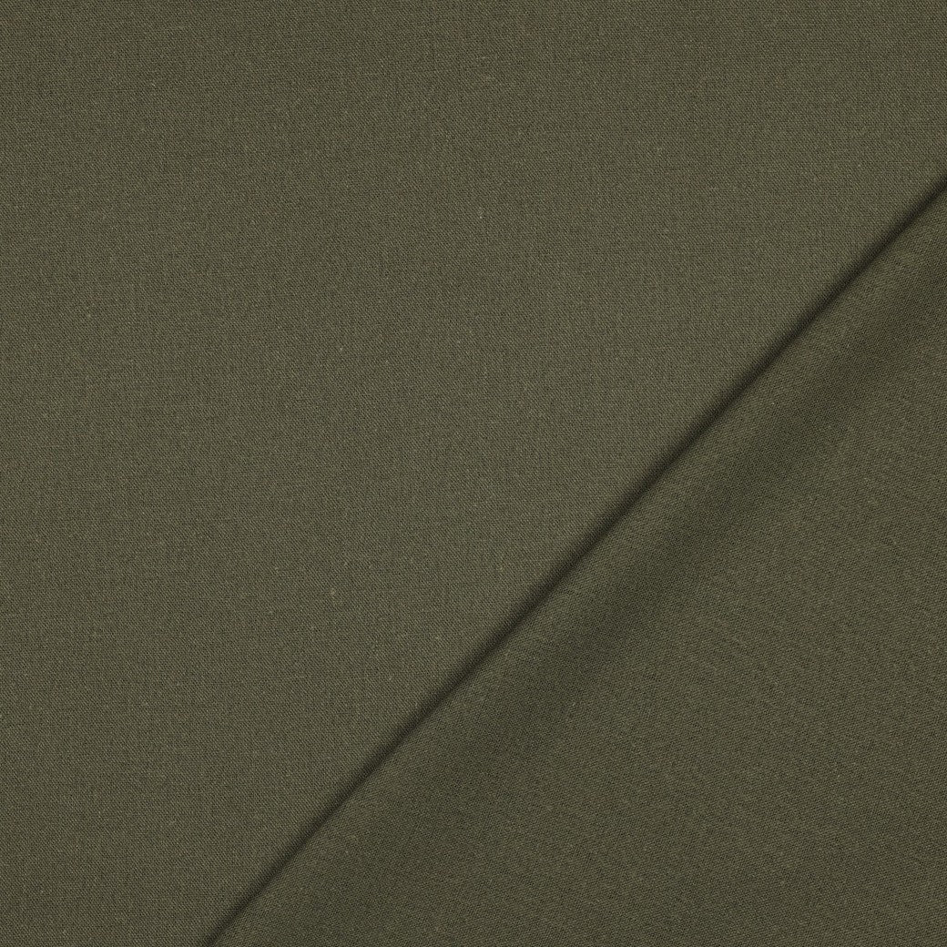 Kuva: pellava-viskoosikangas, oliivisävy, 185 g/m² – saatavilla Šarlotes auduissa