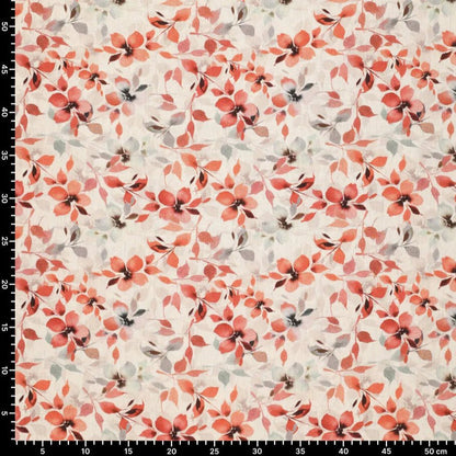 Lin avec viscose - fleurs orange 120 g/m²