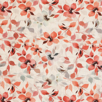 Lin avec viscose - fleurs orange 120 g/m²