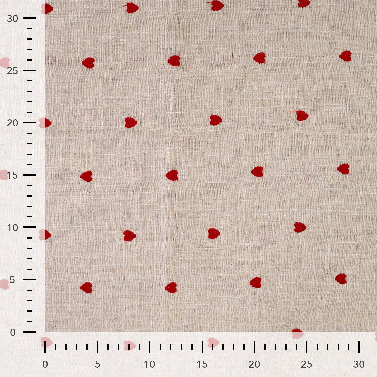 Tissu en lin et viscose - cœurs 180 g/m² – disponible chez Šarlotes audumi