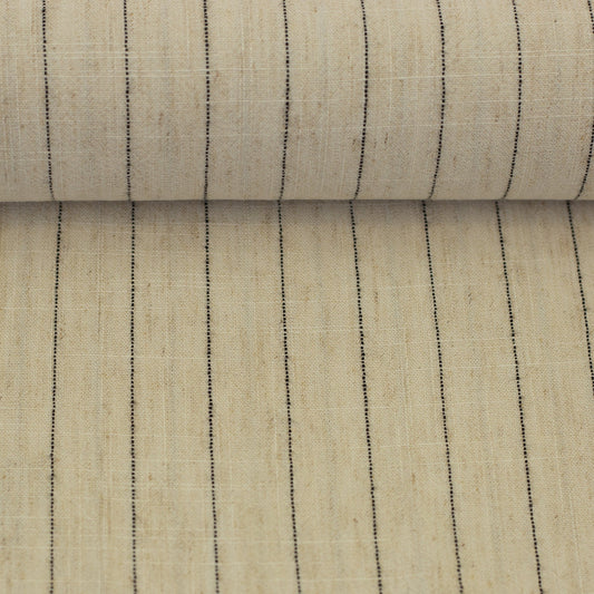 Lin et viscose - rayures sur fond beige naturel 200 g/m²