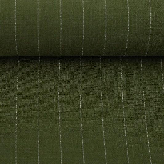Linen with viscose - stripes on a green background 200 g/m²