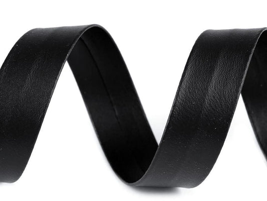Ruban de biais en simili cuir 20 mm - noir