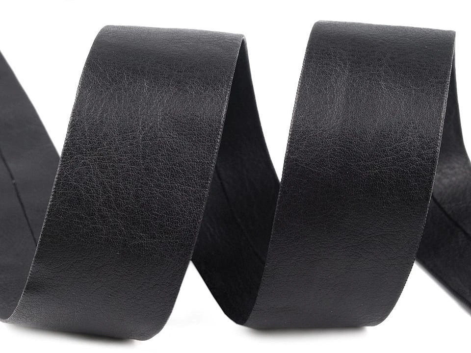 Bande de biais en simili cuir 30 mm - noire