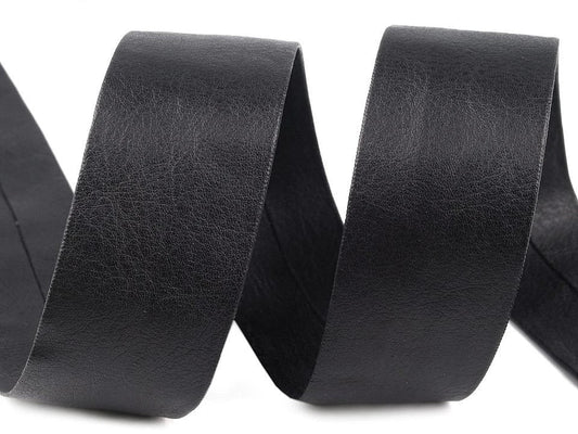 Bande de biais en simili cuir 30 mm - noire