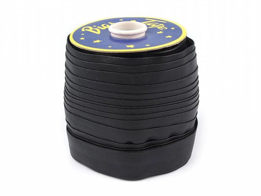 Ruban en biais en simili cuir 30 mm - noir
