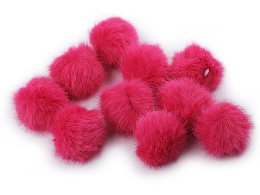 Attēls ar Mākslīgās kažokādas pompons ar cilpiņu Ø 3,5 cm, 10 gab. – rozā – pieejams internetā Šarlotes audumi