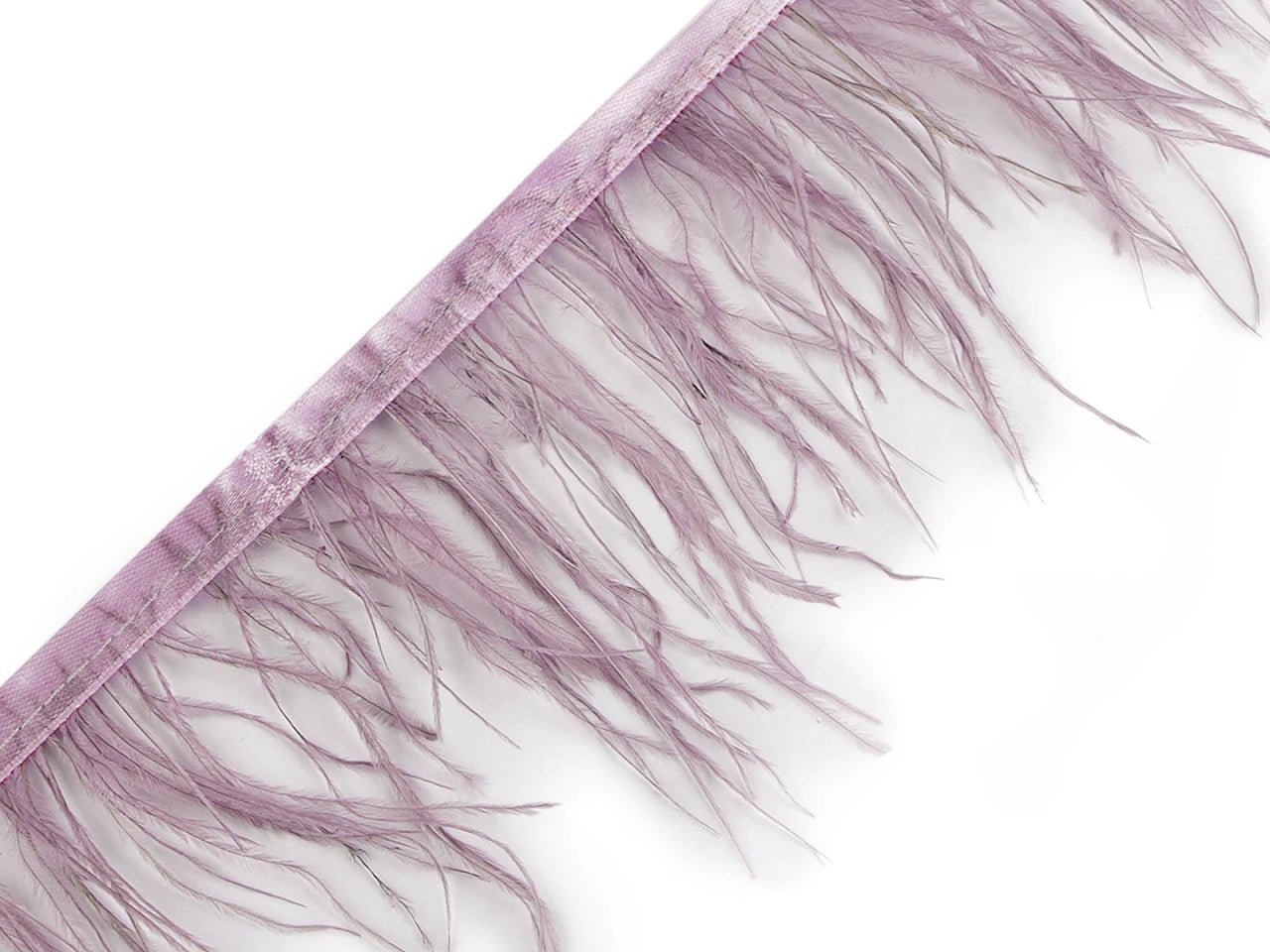 Bande de finition en plumes de marabout - lilas fumé (pack de 50 cm)