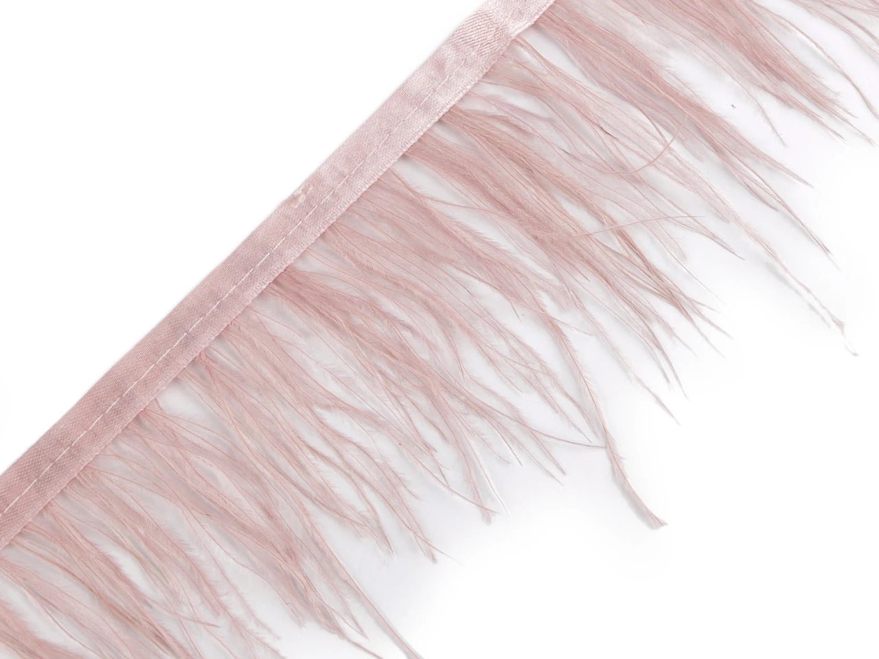 Ruban de finition en plumes de marabout - rose poudré (pack de 50 cm)