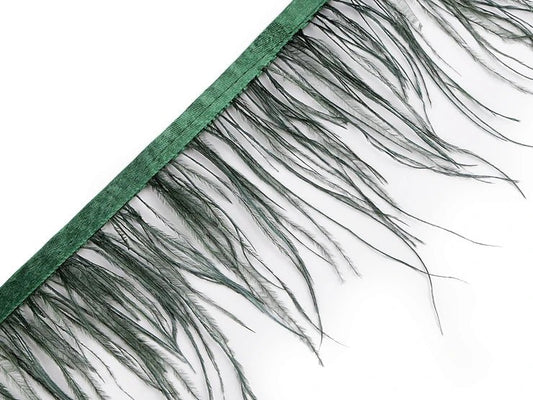Ruban de finition en plumes de marabout - vert foncé (conditionnement 50 cm)