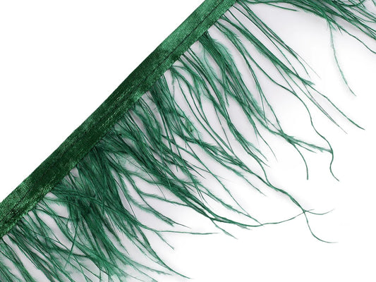 Ruban de finition en plumes de marabout - vert (pack de 50 cm)