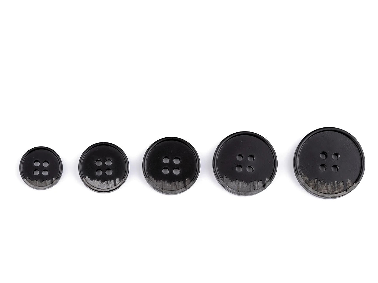 Image of dark gray suit buttons with 4 holes – 15 mm-25 mm – available online at Charlotte's Fabrics