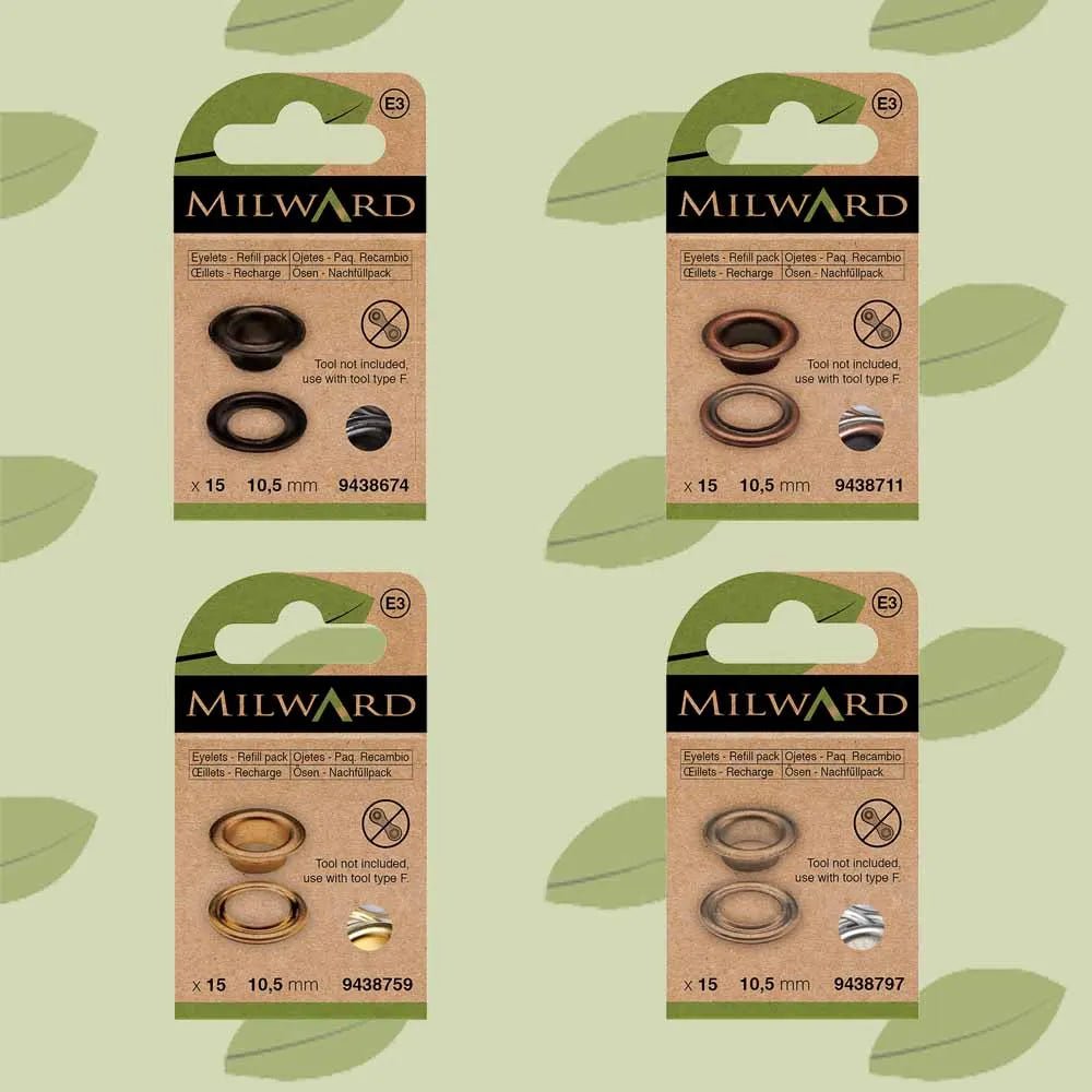 Anneaux métalliques, œillets 10.5mm (15 pièces) Milward - noirs