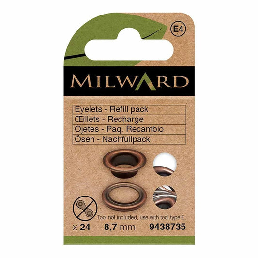 Metāla gredzeni, Luversi 8.7 mm (24 gab.) Milward - antīki