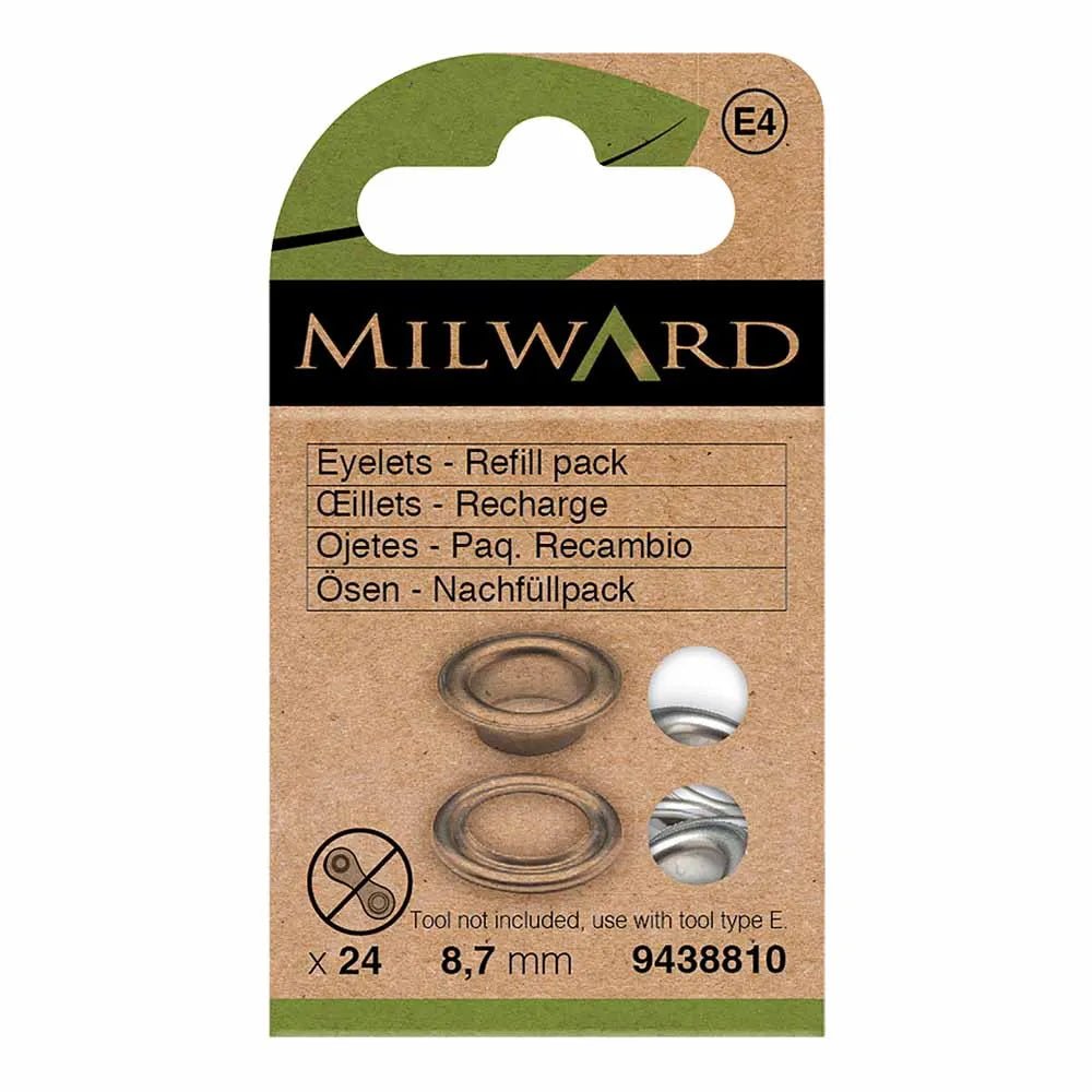 Anneaux métalliques, œillets 8,7 mm (24 pièces) Milward - argent