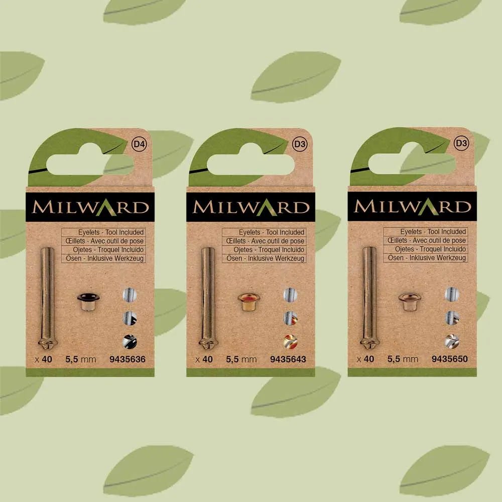 Œillets métalliques avec outil Ø 5.5mm (40 pièces) Milward - argent