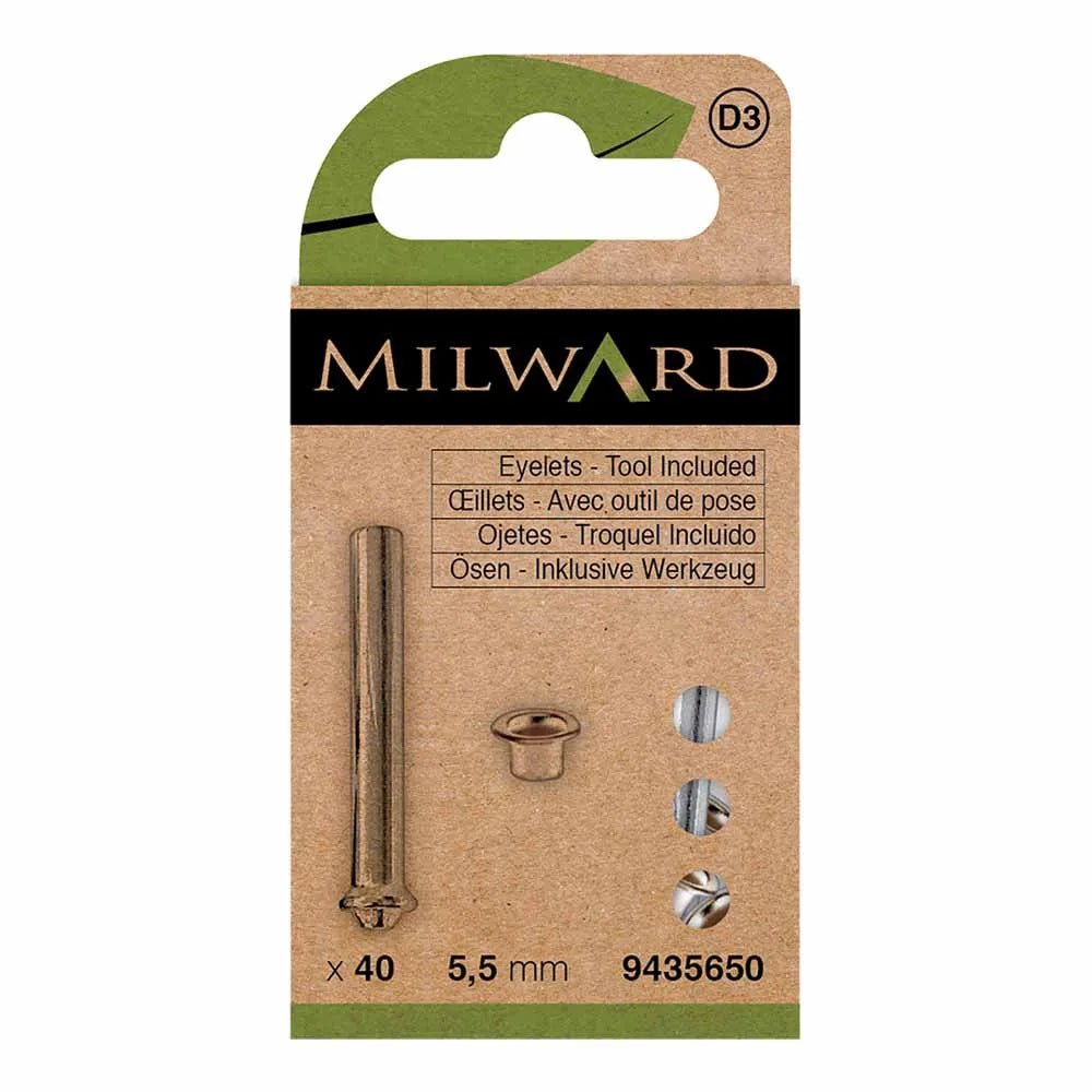 Œillets métalliques avec outil Ø 5.5mm (40 pièces) Milward - argent