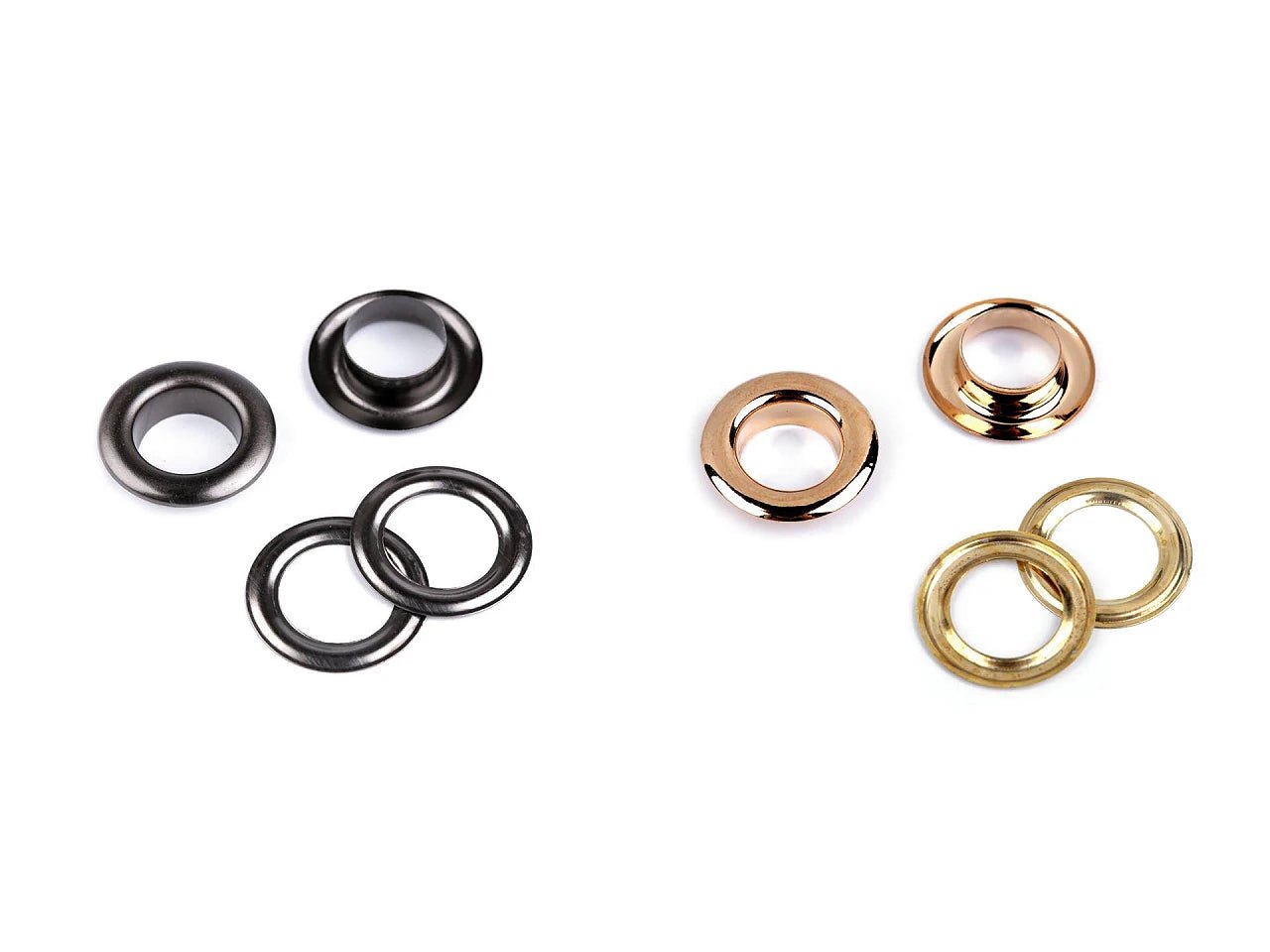 Image with metal rings, Luversi inner Ø12 mm / outer Ø21 mm | 10 pcs | assorted shades – available at Charlotte's Fabrics