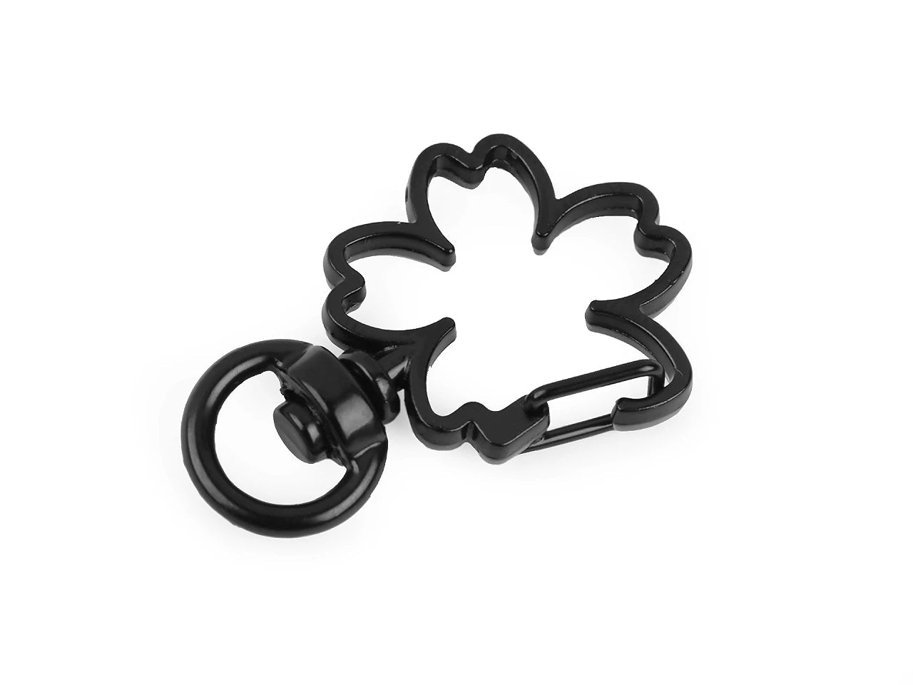 Kuva metallisesta karabiinista "Nelilehtinen apila", 8 mm, 2 kpl pakkauksessa – saatavilla Šarlotes audumi