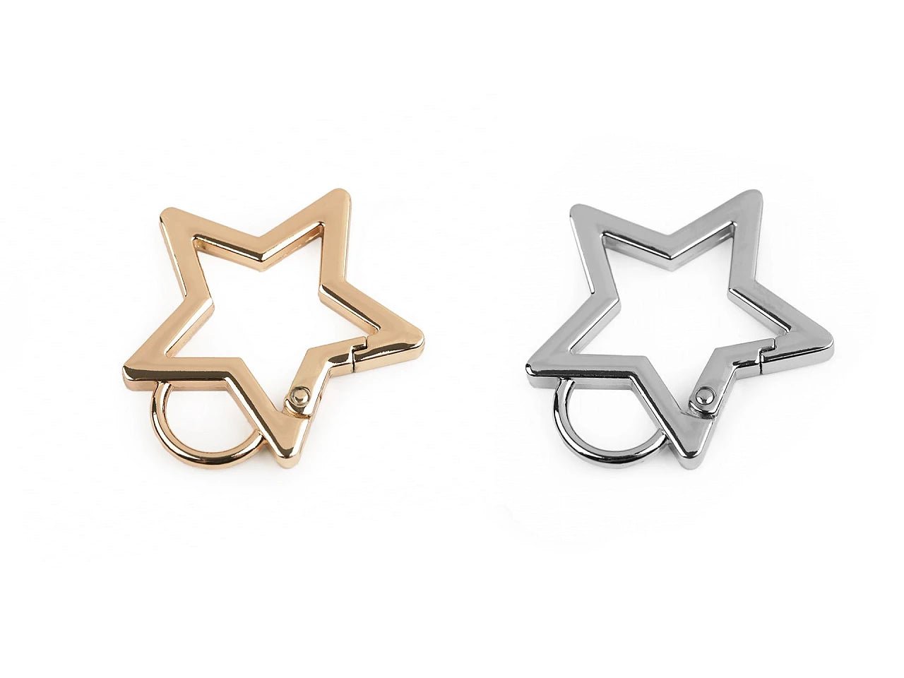 Image avec mousqueton en métal en forme d’étoile – 12 mm|de différentes teintes – disponible chez Šarlotes audumi