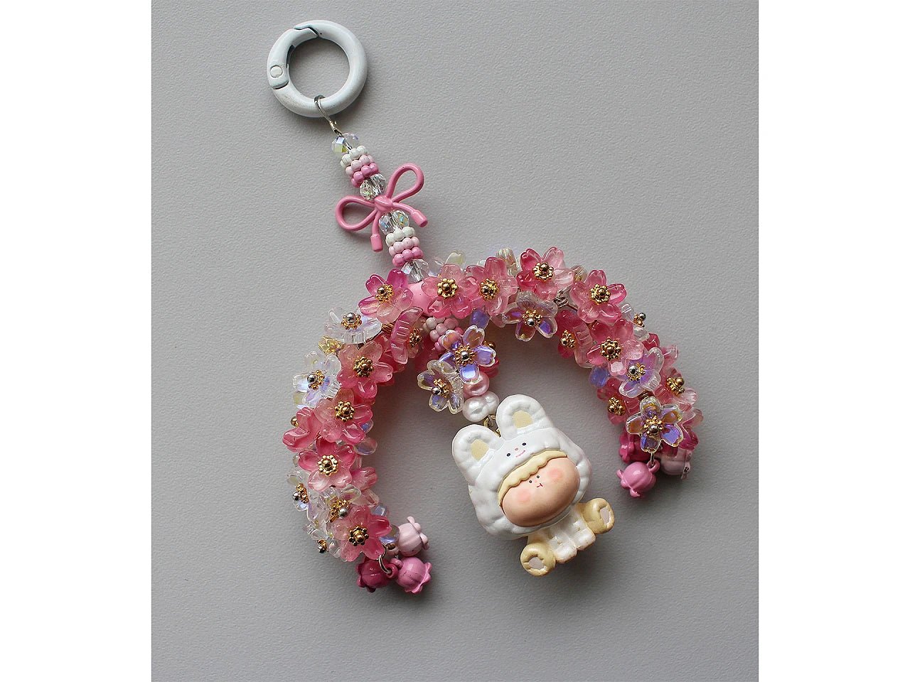 Image with metal pendant – bow 13×20 mm, 5 pcs | assorted shades – available at Šarlotes audumi