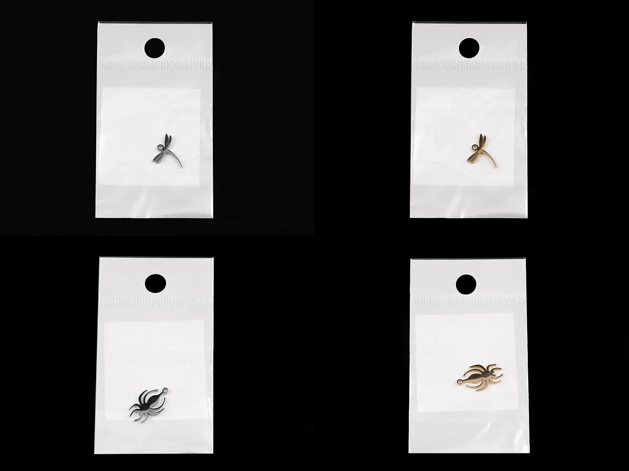 Image avec pendentif libellule en métal, de différentes teintes, disponible chez Šarlotes audumi