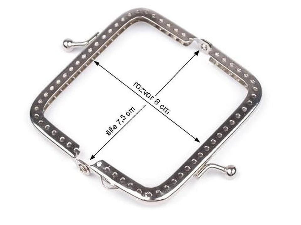 Attēls ar Metāla maciņa rāmis piešūšanai 7.5 × 8 cm – pieejams Šarlotes audumi