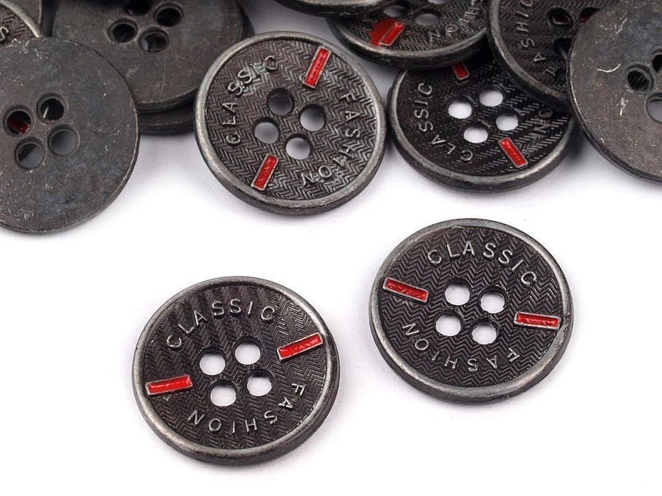 Attēls ar Metāla poga “Classic” - 16,5 vai 20,3 mm – pieejams Šarlotes audumi